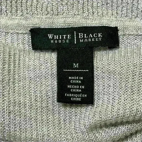 WHITE HOUSE BLACK MARKET Open Style Silver Knit Cardigan Sweater Women's Size M - Picture 7 of 9